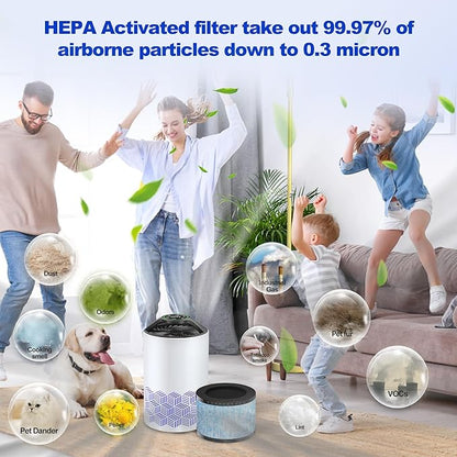MK01 MK06 DH-JH12 Upgrade Replacement Filter, Compatible with Aroeve MK01 MK06, VOOPNU DH-JH12 and Kloudi DH-JH01,ToLife TZ-K1 Air Purifier (Upgrade-Blue 2pack)