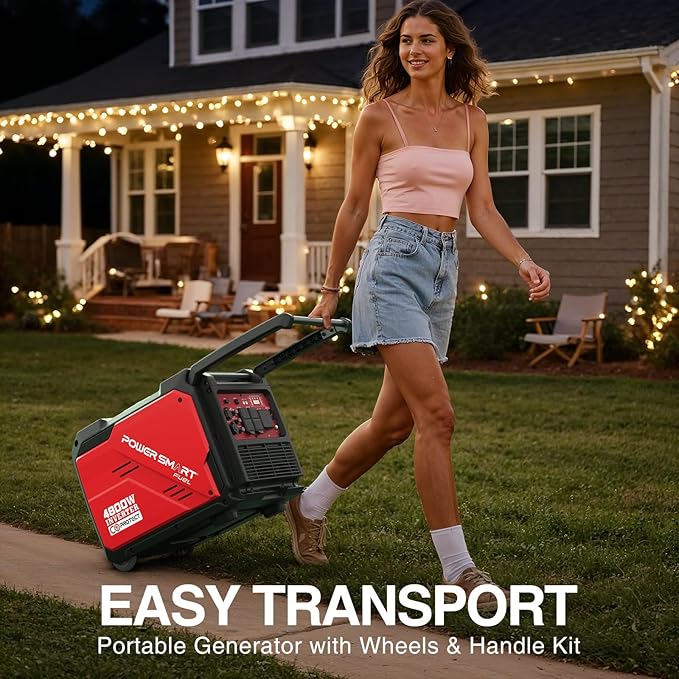 PowerSmart 4800-Watt Portable Inverter Generator with Electric Start, Super Quiet，Wheel Handle Kit, CO Protect, RV Ready, Parallel Capable Included, EPA Compliant
