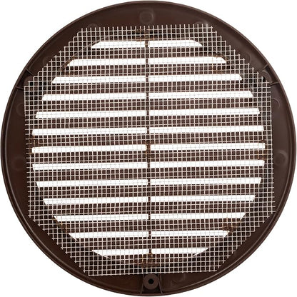Vent Systems 6" Inch (Opening Dimensions) Brown Soffit Vent Cover - Plastic Return Air Vent Cover - Round Ventilation Grille with Mesh Screen - HVAC Register Louver for Bathroom, Home, Kitchen