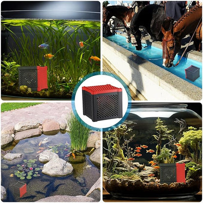 Hortsun 2 Pcs Pure Cube Water Trough Filter with 2 Packs of Filter Materials Aquarium Water Trough Purifier Cubic Purification Material Storage Box for Fish Tanks Horse Troughs Ponds Tanks