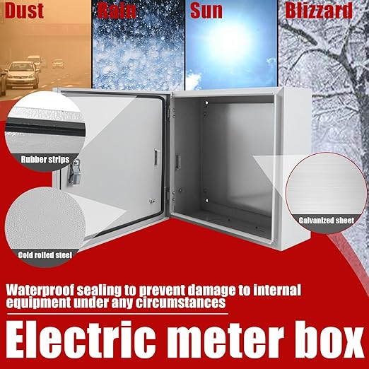 Electrical Box 16 x 16 x 6 Inch Indoor Outdoor Electrical Enclosure Box Steel Junction Box Wall Mounted Universal Electrical Project Box with Safety Locks and Mounting Plates