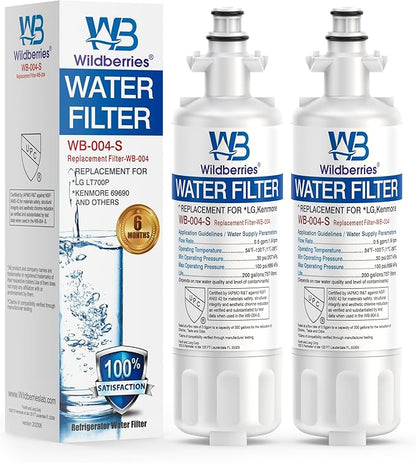 Wildberries ADQ36006101 Replacement for LG® LT700P®, LFXS30766S, LFDS22520S, LFX28968ST, LFXS24623S, LFXS29766S Refrigerator Water Filter, Kenmore® 9690, 469690, ADQ36006102, LT120F®, RWF1200A, 2 PACK