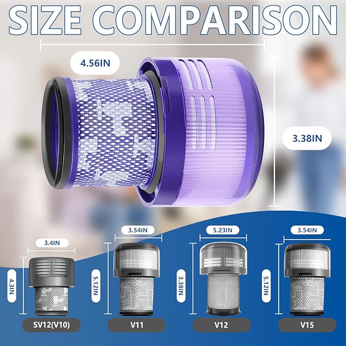 3 Packs V9 Filter Replacement Compatible with Dyson V9(SV57)、Digital Slim(SV57、SV18) Cordless Vacuum, Part No.970612-01 for Dyson Digital Slim Filter