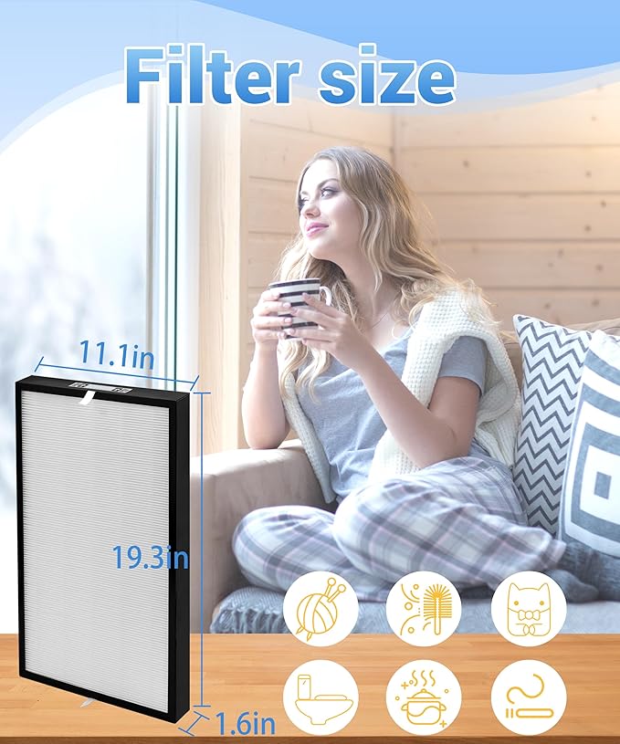 6-Pack AD5000 Replacement Filter Compatible with Air Doctor 5000 Air Purifier， Includes 2 Efficient Main Filter and 4 Activated Carbon Filters (Not Compatible with 5500 Series)
