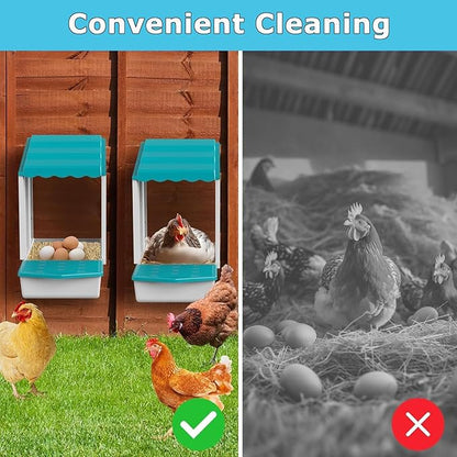 AUTENS Chicken Nesting Boxes, 1 Hole Laying Boxes,1 Nest Mat, Plastic Roll Away Chicken Nest Box, Egg Roll Out with Perch Eggs Protected Collection Area, Poultry Modular House Egg Coop Nest Perch