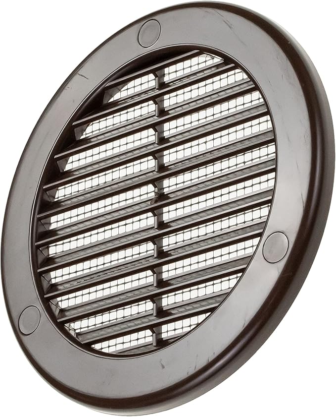 Vent Systems 4" Inch (Opening Dimensions) - Pack of 10 - Brown Soffit Vent Cover - Plastic Round Air Vent Grille - Built-in Mesh Screen - HVAC Register Louver for Bathroom, Home, Kitchen