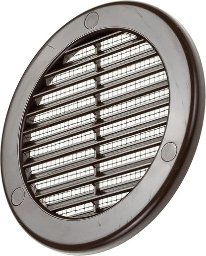 Vent Systems 4" Inch (Opening Dimensions) - Pack of 10 - Brown Soffit Vent Cover - Plastic Round Air Vent Grille - Built-in Mesh Screen - HVAC Register Louver for Bathroom, Home, Kitchen