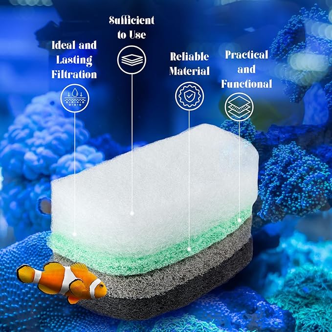 26 Pcs Canister Filter Maintenance Kit Compatible with Fluval 106/107/206/207, Quick-Clear Water Polishing Pad, Ammonia/Phosphate/Nitrite Remover Pads, Silicone Lube