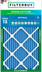 Filterbuy 13.5x24.5x1 Air Filter MERV 13 Optimal Smoke & Allergy Defense (1-Pack), Electrostatic Pleated HVAC AC Furnace Filters Replacement, Made in USA (Actual Size: 13.50 x 24.50 x 0.75)