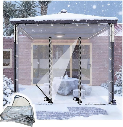Transparent Tarpaulin Side Panels, Outdoor Clear Tarp Curtains with Zipper Door, Curtain Patio Enclosure for Pergola Porch Carport Canopies(3x7m)