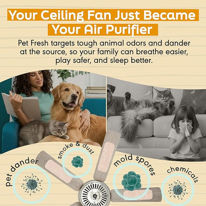 Barnakl Pet Fresh Ceiling Fan Filters for Blades, Zeolite Air Filters, Ceiling Fan Air Purifier Pads, Odorless Pet Odor Eliminator for Home, Fan Filters for Dust, Dander & Odors – 3 Pack