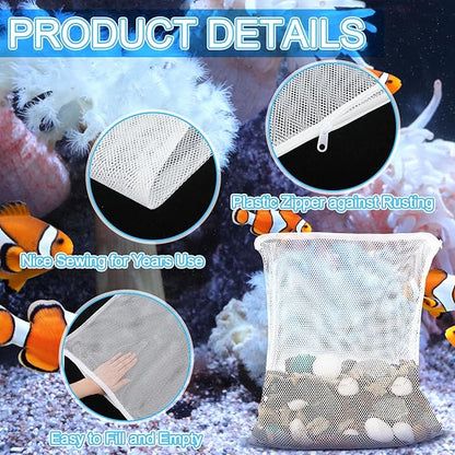 Abbylike 10pcs Large Filter Media Bags with Plastic Zipper 17.8" x 13.5" Reusable Fish Tank Filter Bags - Aquarium Mesh for Activated Carbon, Bio Balls, Ceramic Rings