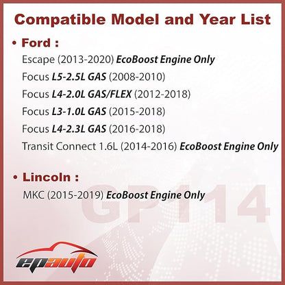 EPAuto GP114 (CA11114) Engine Air Filter Replacement for Ford Escape 1.5L/1.6L/2.0L (2012-2020), Focus Gas (2012-2018), Transit Connect 1.6L (2014-2016), Lincoln MKC (2015-2019) - Fits EcoBoost Engine