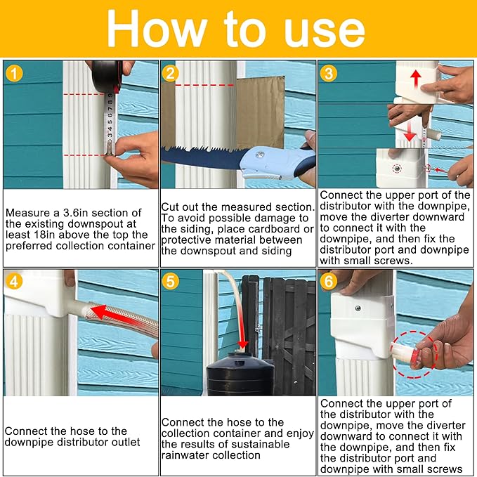 Rainwater Collection System-Rainwater Collection Diverter Connector System-Raindrop Rainwater Colander Kit for Hose for Diverting Water Fits 2’’ x 3’’ Standard Downspout