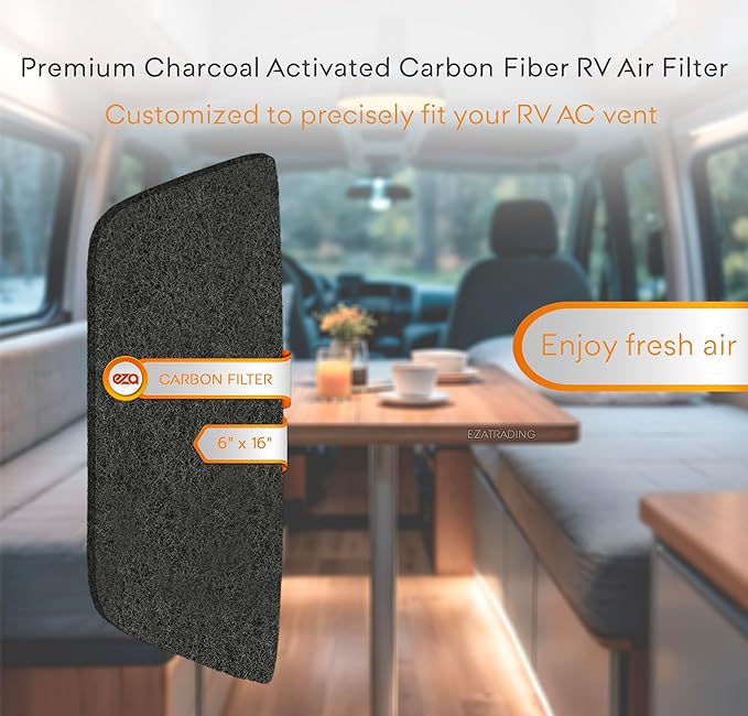 RV Premium Charcoal Activated Carbon Fiber Air Conditioner Filter - Air Duct AC Carbon Filter Replacement for RV AC Vent (4 Pack, 6" x 16")