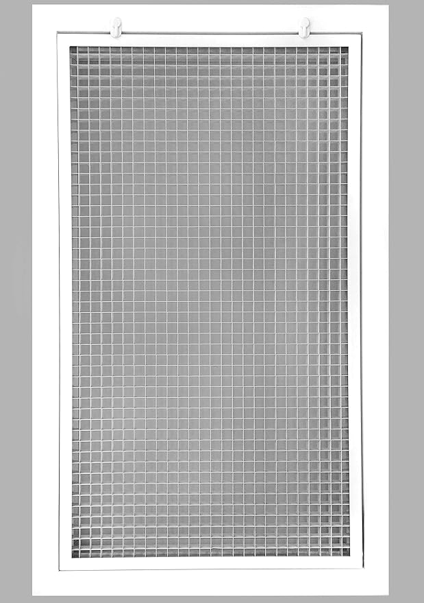 HVAC Premium 14" x 25" Cube Core Eggcrate Return Air Filter Grille for 1" Filter - Aluminum - White [Outer Dimensions: 16.5" x 27.5"]