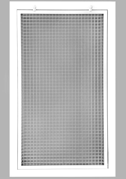 HVAC Premium 14" x 25" Cube Core Eggcrate Return Air Filter Grille for 1" Filter - Aluminum - White [Outer Dimensions: 16.5" x 27.5"]