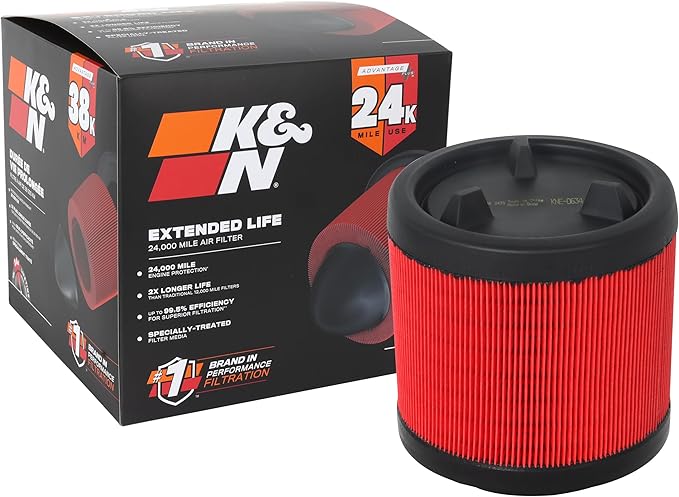 K&N Engine Air Filter: Extended Life 24,000 Mile Replacement Air Filter: Compatible with 2021 Ford Bronco, KNF-0634