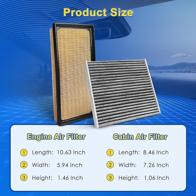 Cabin & Engine Air Filter Kit for Camry Hybrid 2018-2025, RAV4 Hybrid 2019-2025, Highlander Hybrid 2020-2025, Avalon Hybrid 2019-2022