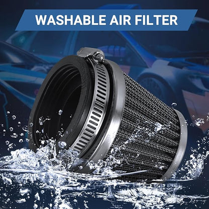50mm Cold Air Intake Filter for Motorcycle Turbo Vent Breather Air Intake Black- 4Pcs