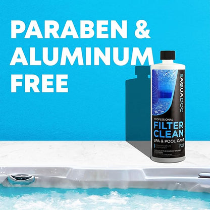 Hot Tub Filter Cleaner Soak, Pool Filter Cleaner & Pool Cartridge Cleaner - Spa Filter Cleaner Soak & Spa Filter Cleaning Solution for HotTub Cartridges. Easy to Use Filter Degreaser - AquaDoc PT