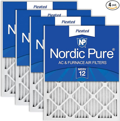 Nordic Pure 16x20x1 (Actual Size: 15 1/2 x 19 1/2 x 3/4) Pleated MERV 12 Air Filters 4 Pack