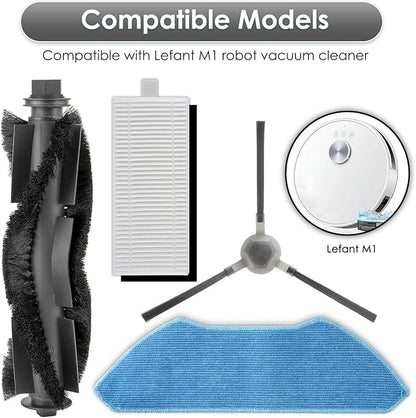 (20 Pack) M1 Replacement Parts Compatible with Lefant M1 Robot Vacuum Cleaner, 2 Roller Brushes, 8 Side Brushes, 6 HEPA Filters, 4 Mop Pads, Accessories Kit