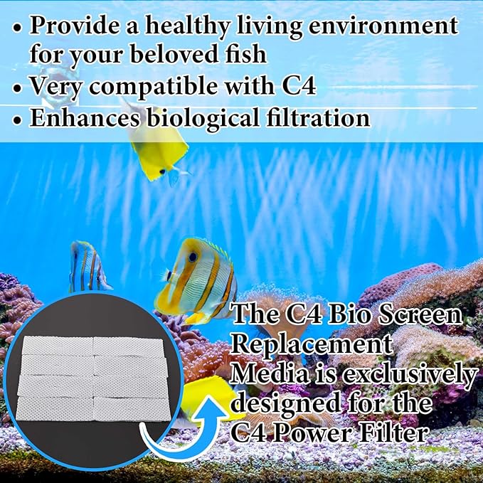 Maxcheck 10 Pcs Biological Filter Screens Bio-Screen Pad Filter Pad for Aquarium Filtration System (Compatible with C4)