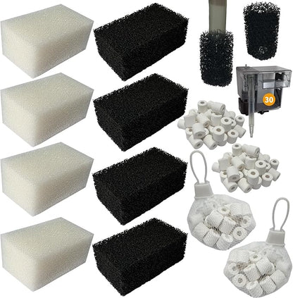 4 Set of Upgraded Three-Stage Filtration Tank Filter Maintenance Kit, Replacement for AquaClear 30/150 30-Gallon Aquarium