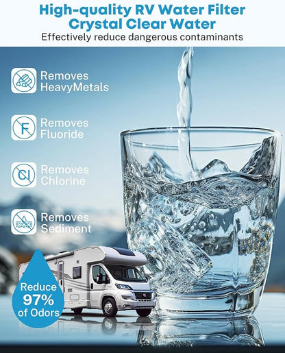 Kohree RV Inline Water Filter, NSF Certified, Camper Water Filter Reduces Chlorine, Bad Taste, Odor, RV Accessories Water Hose Filter for RV Campers, Marine, Gardening, Boats, Trailer, 4 Pack