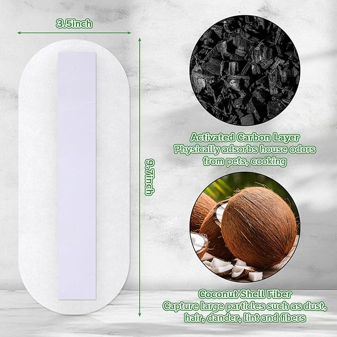 15 Pack Ceiling Fan Filter Pads, Activated Carbon & Zeolite Blend for Cleaner Air, Universal Stick-On Filters, Dust & Odor Reduction, Fits All Ceiling Fans(White)