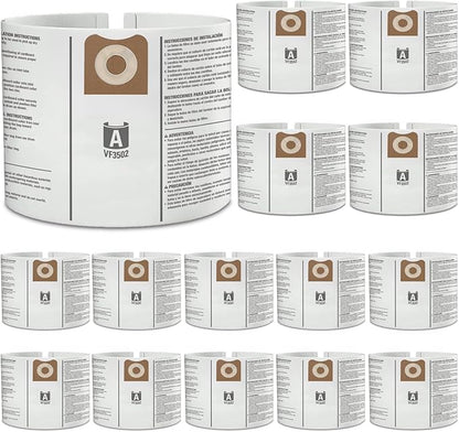 15 Pack VF3502 Repalcement Bags for Rigid Shop Vac Bags 16 Gallon Size A, compatible with RIDGID 12-16 Gallon Wet/Dry Vacuums, High Efficiency Dust Filter Bags, Part# 23743