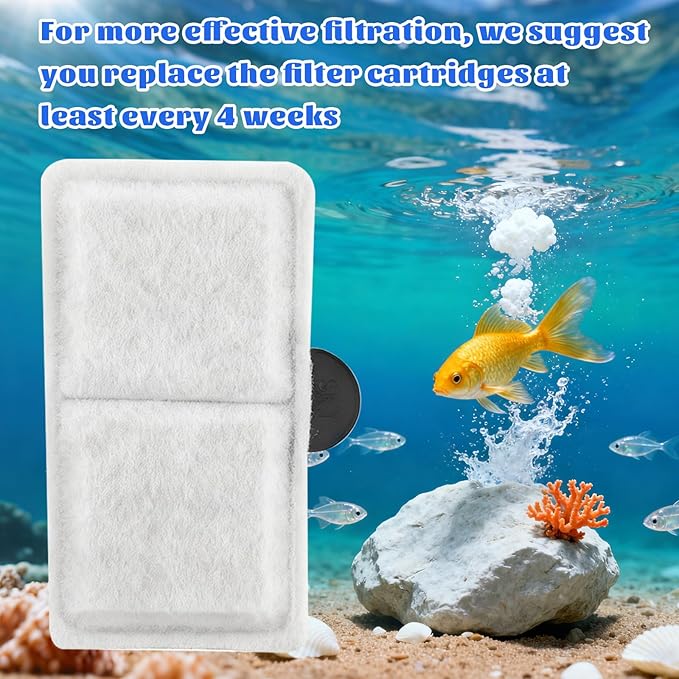 6pcs Filter Cartridges Replacement for Aquarium Water Filtration, 3.7x2.1 Inch Fish Tank Filter Compatible with Topfin EF-S & BF5 BETTAFLO Filter Systems