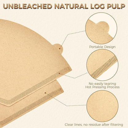 200 Count #4 Cone Coffee Filters 8-12 Cup, Unbleached Natural Paper, Disposable coffee filters 4 cone paper, Filters Paper Compatible with Ninja Coffee Filters, Pour Over and Drip Coffee Maker