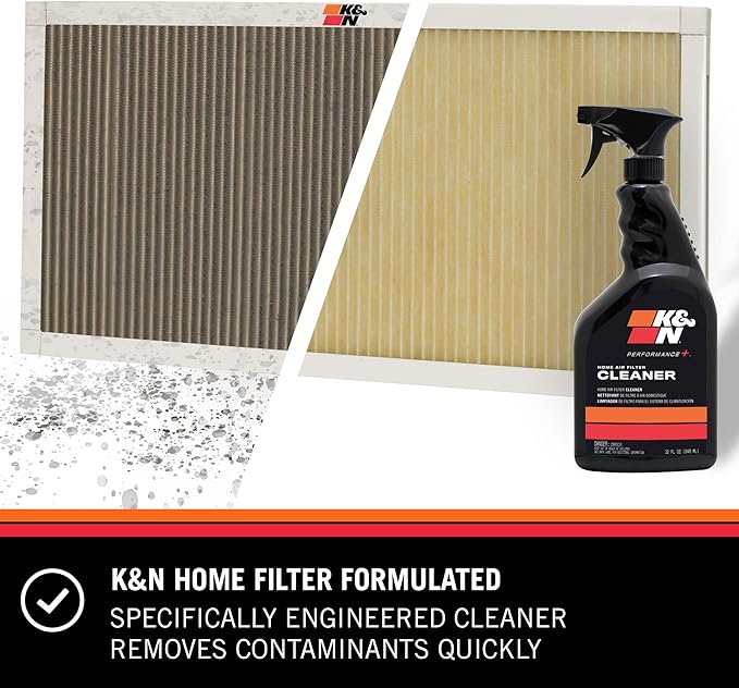 K&N HVAC Filter Cleaner: 32 Oz Spray Bottle Filter Cleaner and Refresher; Restores K&N Home Air Filter Performance; 99-6010