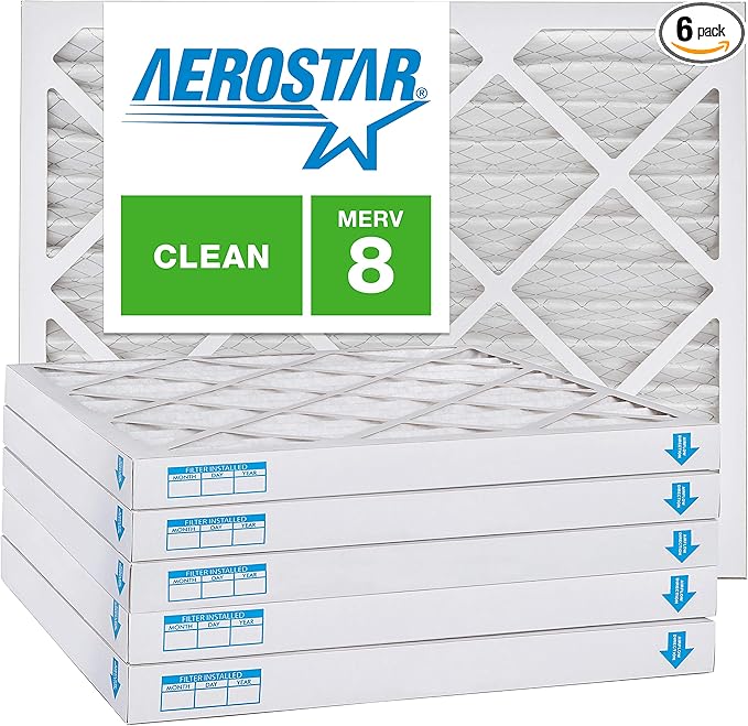 Aerostar 18x25x2 MERV 8-6 Count - High Efficiency Pleated HVAC, Furnace & Air Conditioner Filters - Removes Dust, Lint, Mold & Allergy-Causing Pollen