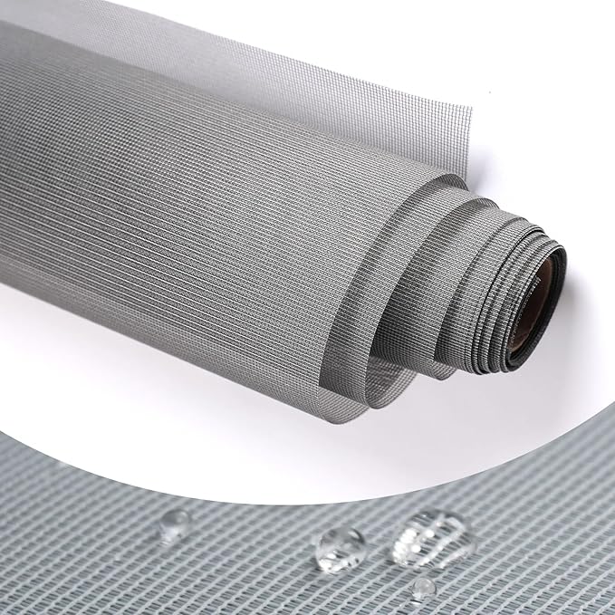 High Density dustproof and Pollen Proof net Window Screen mesh roll Used to Replace Screen Windows and Doors (Grey high-Density mesh,394''×57''(1000×145cm)
