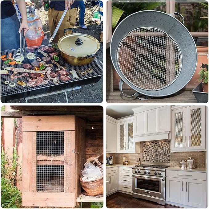 Stainless Steel Woven Wire Mesh Stainless Steel Wire Metal Mesh Sheets, 8 Mesh Steel Woven Mesh Rodent Proof Garden Insect Screen Heat-Resistant Metal Filter Screen Sheet (Silver 1
