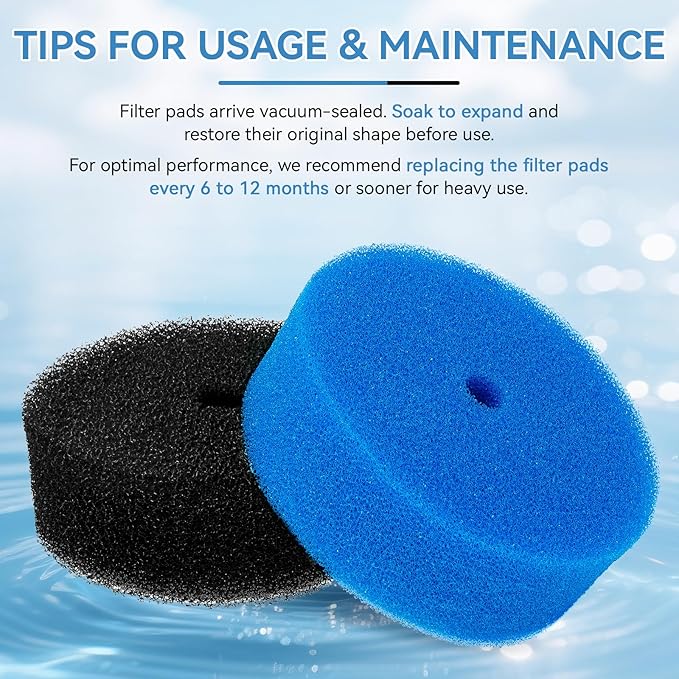 Pond Filter Replacement Pads for FP900 & FP1250UV Pressurized Pond Filter, Coarse and Fine Filter Media for Outdoor Fish Ponds (2 Pack)