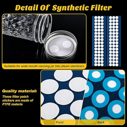 Zonon 384 Pieces Synthetic Filter Paper Stickers 20 mm 0.25 µm Filter Disc Adhesive Patch Stickers for Wide Mouth Mushroom Cultivation Mason Jar Lids