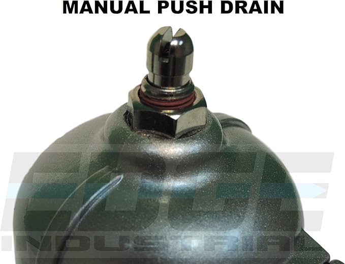 HEAVY DUTY HIGH FLOW COMPRESSED AIR IN-LINE PARTICULATE FILTER WITH METAL BOWL, 1/2" NPT PORTS, 140 CFM, VISIBLE SIGHT GLASS, 5 MICRON ELEMENT