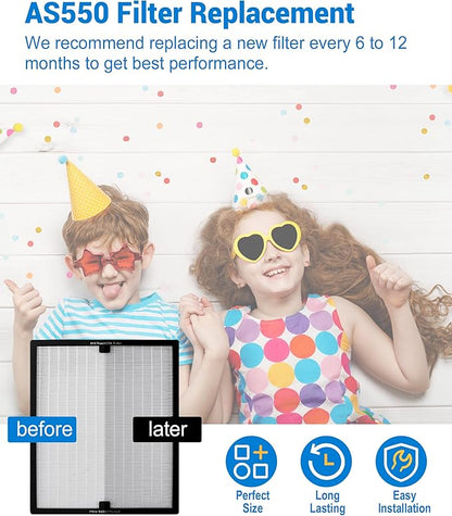 2 Pack F301H HEPA Filter Replacement Compatible with BluDri, Mounto Air Scrubber Filters, also fits Dri-Eaz and VEVOR Air Purifier, Part 500cfm HEPA500, F301H and AS-550, H13 Filter of 16 x 19 x 2