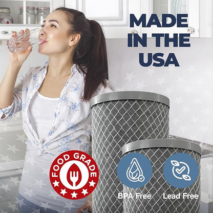 American Made, 5 Micron 2.5" x 10" Whole House CTO Carbon Sediment Water Filter Cartridge Compatible with DuPont WFPFC8002, WFPFC9001, WHCF-WHWC, FXWTC, C1, NCP-10 Made in USA, Pack of 4
