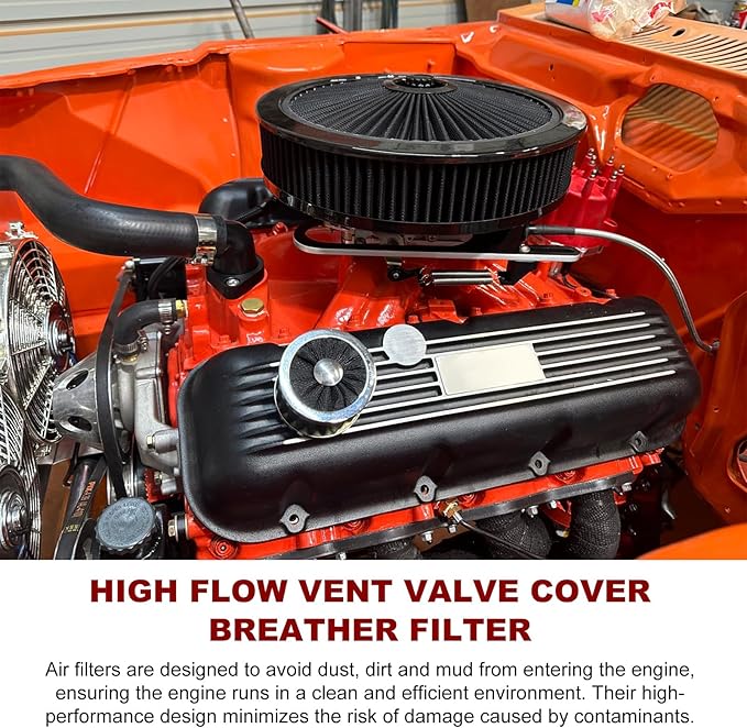 Air Intake Filter, 23MM High Flow Air Filter Cold Breather Turbo Vent Cleaner, Air Filter Vent Cleaner Compatible with Car and Motorcycle, Universal Car Accessories (Black)