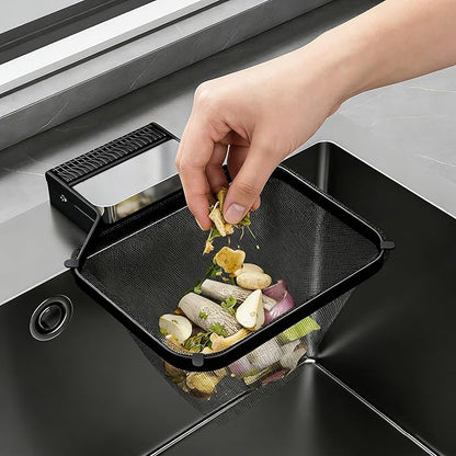 Corner Sink Strainer – PC ABS Iron Art 16.6x21.8x2cm | Foldable Basket Strainer | Sink Food Catcher | Suction Cup Drain Filter For Food Waste Disposal Scrap Collection