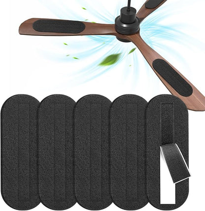 2026 Upgrade 5pcs Ceiling Fan Filters for Blades Easy-Stick Strong Fixity Activated Coconut Carbon Fan Filter for Ceiling Fan, Universal Fan Blade Air Fresh Purifier Cat Litter Box Filter, Black