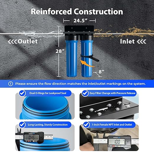 iSpring PFAS-Reducing Whole House Water Filter System, Also Removes Chlorine, Sediment, Rust, and Odor, SGS-Tested Reducing up to 99% of PFAS, 1” Inlet/Outlet, Model: WGB22B-PF