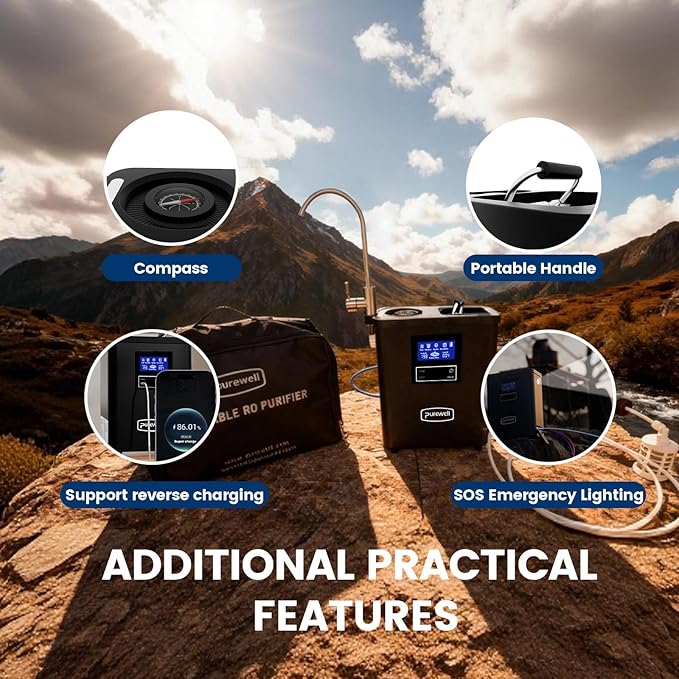 Purewell® K8680 RO Water Purifier System,10-Stage RV Portable Water Filtration Survival with UV,Desalination Rate Reaches 95%,Survival Gear Purification for Drinking,Team Camping，Travel