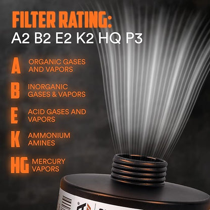 MIRA Safety - DotPro 330 - Industrial Grade Gas Mask Filter | A2 B2 E2 K2 HG P3 Filter Rating | Long Shelf Life | 40mm NATO Filter | Fits CBRN Gas Masks (Pack of 4)