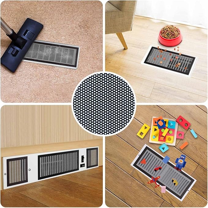 4 Pack 40cm x 30cm Magnetic Floor Vent Cover - Customizable Size PVC Mesh Register for Wall Ceiling Floor Catch Debris Hair Insect (Black)